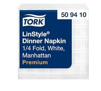 Tork Servilleta Dinner Blanca LinStyle, 1/4 pliegue, 19.5 x 19.5 cm, 14 x 50 servilletas, 509410