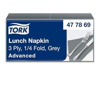 Tork Servilleta Lunch Gris Suave, doblez en 1/4, 3 capas, 150 servilletas, 16.4cm x 16.3cm cada una, 477869