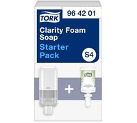 Tork Starter Pack de Dispensador para Jabón y Desinfectante Blanco S4, Dispensador y Recambio de Clarity Jabón en Espuma para Lavado de Manos, 964201