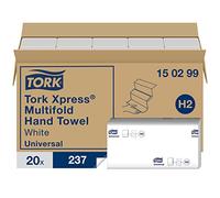 Tork Xpress 150299 Toallas de mano de papel Universal/Toallitas secamanos compatibles con el sistema H2/4740 toallas/2 capas/Blanco, 20 x 237 Toallas de papel