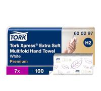 Tork Xpress 600297 Toallas de mano Premium / Toallas secamanos compatibles con el sistema H2 de Tork / 700 toallas / 2 capas / Blanco