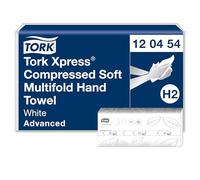 Tork Xpress Toallas de Mano Entreplegadas Suaves Comprimidas Blanco H2, Advanced, 2 capas, Plegado en M, Grandes, 12×200 hojas, 120454