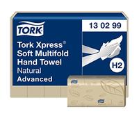 Tork Xpress Toallas de Mano Multifuncionales Suaves y Naturales H2, Calidad Avanzada, Resistentes al Desgarro, de 2 Capas, 21 x 180 Hojas, 130299