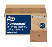 Tork Xpressnap 109906 - Servilletas dispensadoras naturales N4, 2 capas, 1/2 pliegues, dispensador único, 12 x 500, 21,6 x 16,5 cm