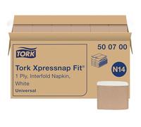 Tork Xpressnap Fit 500700 - Servilleta dispensadora blanca N14, plegado en C, 1 capa, 240 servilletas, 10,8 x 8,2 cm cada una,