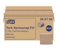 Tork Xpressnap Fit - Servilleta dispensadora natural N14, dispensación de una a la vez, 1 capa, 36 paquetes x 240 servilletas, 506700