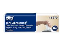 Tork Xpressnap® Image Servilleta Extrasuave Blanca Diseño con Hoja para Dispensador N4, 1/4 pliegue, 2 capa, 500 servilletas, 10.7cm x 16.5cm cada, 13670