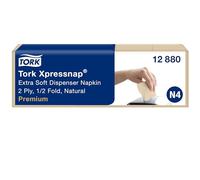 Tork Xpressnap Servilleta Natural Extrasuave para Dispensador N4, Premium, Plegado 1/2, 2 capas, 21 cm x 17 cm, 1000 unidades, 12880