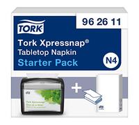 Tork Xpressnap Starter Pack Dispensador Negro de Servilletas de Mesa N4, Línea Signature, 16.9 cm x 14.1 cm x 20 cm