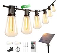 Torkase Cadena de luces solares para exteriores, 9 m, ST38, cadena de luces con 15 + 2 LED de plástico, carga solar, 4 modos, impermeable, para jardín, terraza, boda, fiesta, 2200 K, blanco cálido