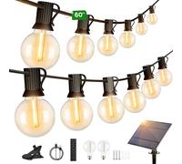 Torkase Cadena luminosa exterior solar jardín - 18 m 60 pies G40 LED lámparas solares de jardín luces cenador de exterior para balcón fiesta patio boda