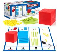 Torlam 131 PCS Base Diez bloques para matemticas - Bloques de valor de lugar Base de plstico 10 Manipulaciones de matemticas Contadores de mat