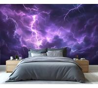 Tormenta de Trueno Púrpura Fotomurales 250x175cm Rayo Mural grande desastre natural Papel pintado mural para dormitorio Iluminación Decoración de pared (No pelar y pegar)
