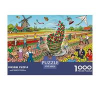 Tormenta tulipán Molino de Viento danés Puzzle De Madera Impermeable DIY Puzzles De 1000 Piezas Regalos para Adultos Imposible Rompecabezas Decoración del Hogar