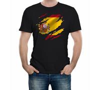 Torn Spain Flag Men's T-Shirt Spanish Madrid Country National Football