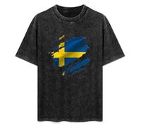 Torn Sweden Flag Swedish Stockholm Country National Mens T-Shirt Unisex Black Top tee S
