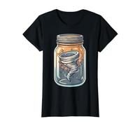 Tornado En Un Tarro Tormenta Meteorología Meteorología Arte Caprichoso Camiseta gráfica económica, Mujer, Negro, M