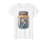 Tornado En Un Tarro Tormenta Meteorología Meteorología Arte Caprichoso Camiseta gráfica económica, Mujer, Blanco, M