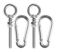 Tornillo de Anillo M8 de Acero Inoxidable,2 Piezas Tuercas de Anilla con Varilla Roscada M8,Tuercas Autoblocantes,Arandelas,Argollas Roscadas con Mosqueton 80mm para Colgar y Fijar