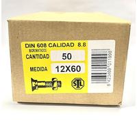 Tornillo de arado M-12 en acero 8.8. Tornillería San Lorenzo caja 50uds con tuerca incluida (12x60)