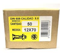 Tornillo de arado M-12 en acero 8.8. Tornillería San Lorenzo caja 50uds con tuerca incluida (12x70)