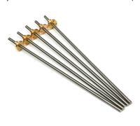 Tornillo de avance T6 con tuerca de cobre, acero inoxidable, paso de 1mm/2mm, avance de 1/2/4/6/12mm, longitud de 150-550mm, for impresora 3D, 1 Uds.(Pitch 1mm Lead 2mm 450mm)