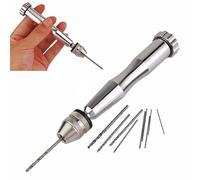 Tornillo de banco de aluminio con pinzas dobles reversibles de acero para herramientas de joyería - Portabrocas manual ajustable, 0,3-4,2 mm, 120 mm, incluye 10 brocas