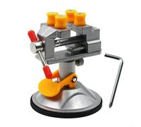 Tornillo de banco giratorio pequeño para giro de 360° con rango de sujeción de 30 mm y base de ventosa, abrazadera de mesa de aleación de aluminio para manualidades, tallado, detalles (plata)