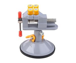 Tornillo de banco portátil Mini banco de mesa eléctrico pequeño, tornillo giratorio(Silver)