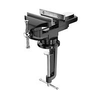 tornillo de banco, Tornillo de banco 2 en 1 con mordaza multifuncional y botón ajuste rápido, universal, abrazadera trabajo giratoria 360°(Black)