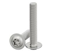 Tornillo de cabeza curvada con brida y hexagonal hueca/Torx (ISR, TX) según la norma: ISO 7380-2 Lote de 10 tornillos de cabeza plana con brida de acero inoxidable A2 V2A, rosca completa, M8 x 75 mm