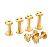 Tornillo de cabeza plana de cobre M3/M4, remache ranurado, par, cierre, hebilla for cinturón, bolso, conexión, accesorios de cuero, perforación, bricolaje, decoración(M3x10x6 (5Set))