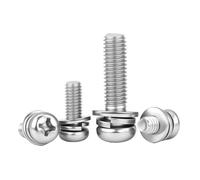 Tornillo de cabeza plana empotrada en cruz con arandela, junta de resorte, perno de montaje, acero inoxidable 304, M3, M4, M5, M6, M8, tres pernos combinados(Length 16mm,M4 (10Pcs))