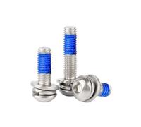 Tornillo de cabeza plana hexagonal con triple combinación, M2, M3, M4, M5, M6, acero inoxidable 304 recubierto pegamento azul(5PCS M4X6X9)