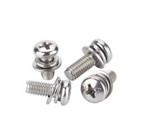 Tornillo de cabeza plana redonda cruzada de acero inoxidable 304 M1.6 M2.5 M3 M4 M5 M6 M8, arandela plana, junta de resorte, perno de montaje(12mm,50pcs M2.5)