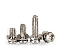 Tornillo de cabeza redonda cruzada M2 M2.5 M3 M4 M5 M6 M8 con recubrimiento de zinc negro/níquel, arandela plana, junta de resorte, perno de montaje(Nickel Plated,16MM_M4-20PCS)