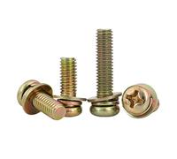 Tornillo de cabeza redonda en cruz, galvanizado en color acero al carbono, con arandela plana y resorte M3M4M5M6M8(50set M4x35)