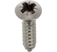 Tornillo de chapa de acero inoxidable A4 avellanado Pozidrive, 3,5 mm x 16 mm, DIN 7983, lote de 25, zinc blanco