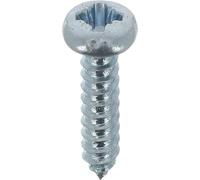 Tornillo de chapa de acero inoxidable A4 cilíndrico abombado Pozidrive, 3,5 mm x 16 mm, DIN 7981, cinc blanco, lote de 55