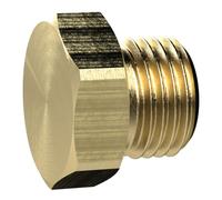 Tornillo de cierre, hexagonal exterior, G 1/8, SW 14, latón, presión de trabajo máx. 25 bares, temperatura de funcionamiento Máx. 150 °C.