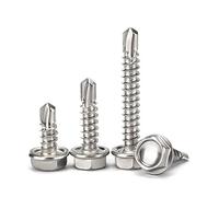 tornillo de cola espinoso, Tornillos autorroscantes y autoperforantes de cabeza hexagonal externa M4.2x(13-19) mm Paquete 100(100Pcs M4.2x13mm)