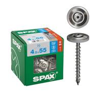 Tornillo de donación, 4,5 x 55 mm, 70 unidades, rosca completa, cabeza avellanada, T-STAR plus T20, 4CUT, acero inoxidable A2, arandela de sellado de 15 mm - 4587000450556