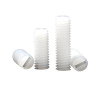Tornillo de fijación de cabeza ranurada de nylon M3 M4 M5 M6 M8 M10 M12 Negro Blanco Aislamiento plástico Punta plana Tornillo prisionero(White,M6x35mm(50pcs))