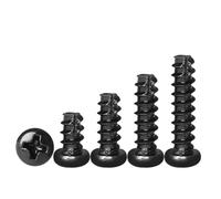 Tornillo de madera autorroscante con cabeza redonda empotrada en cruz, M2, M2,3, M2,6, M3, M4, M5, Phillips de corte trasero, acero chapado en Zinc negro, 50 Uds., 50 pcs, M4x20mm