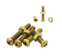 Tornillo de máquina en cruz de cobre M2 .5 M3 M4 M5 M6 Tuerca de perno de cabeza redonda Phillips de latón, 20 juegos, M4x12mm(M4x5mm)