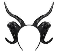 Tornillo de oveja Diadema texturizado Cuernos góticos Diabarde Cuernos negros brillantes 11.4x11.8in PP Cosplay para diablo, demonio, Halloween Party Oveja Cuerno de