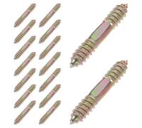 Tornillo de Rosca de Doble Extremo M10x60 25 Piezas | Tornillos Autorroscantes, Conector de Muebles, Acero al Carbono Dorado, Refuerzo de Escaleras y Armarios