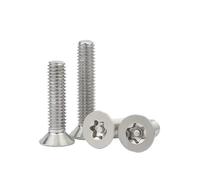 Tornillo de seguridad antirrobo a prueba manipulaciones, cabeza avellanada plana Torx seis lóbulos con pasador columna, acero inoxidable 304, M8, M10, M12, 1/2 unidad(16mm,M8-2pcs)
