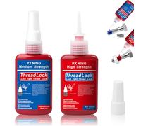 Tornillo de seguridad de resistencia media y alta resistencia, 2 x 50 ml, adhesivo para tornillos azul y rojo, para tornillos, tornillos para tornillos, tornillos de fijación de metal, evita