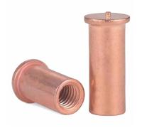 Tornillo de Soldadura Espárrago de soldadura de acero al carbono chapado en cobre M3 M4 M5 M6, tornillos separadores, pasador de soldadura, conector de rosca(14mm,M4-100pcs)